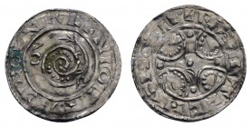 Europa Dänemark
Magnus der Gute, 1042-1047 Denar Roskilde Av.: Umschrift, schlangenförmiges Ornament mit Kugeln / Rev.: Umschrift, aus vier Halbmonde...