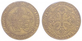 bis 1799 Belgien
Flandern Cavalier d'or Ludwig von Male, 1346-1384, PCGS MS62 Fried. 156 Delm. 458 (R2) Vanhoudt Atlas G 2602 Prachtexemplar. Sehr se...