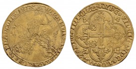bis 1799 Frankreich
Johann II., der Gute, 1350-1364 Franc á cheval o.J. (1360) Av.: König als Turnierritter nach links reitend, Rv.: Blumenkreuz im r...