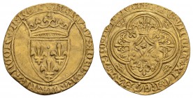 bis 1799 Frankreich
Charles VI., 1380-1422 Ecu d'or à la couronne 11.09.1389 Rouen Av.: gekröntes Lilienwappen, CAROLVS DEI GRACIA FRANCORVM REX, Rv....