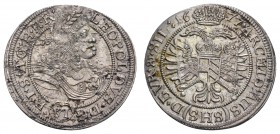 bis 1799 Habsburg
Leopold I., 1657-1705 6 Kreuzer 1677 Breslau Walzenprägung Herinek 1207 F. u. S. 503 3.11 g. selten, vor allem in dieser Erhaltung ...