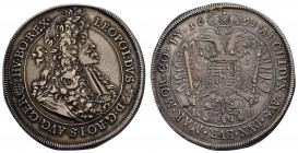 bis 1799 Habsburg
Leopold I., 1657-1705 Taler 1691 Kremnitz Dav. 3261 Huszar 1373 Herinek 734 Voglh. 225/5 28.83 g. ss-vz
