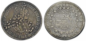 bis 1799 Habsburg
Josef I., 1705-1711 Reichstaler 1707 Hall Randfehler, teils irisierende Tönung Dav. 1018 Voglh. 245 M./T. 810 28.31 g. ss-vz