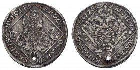 bis 1799 Habsburg
Karl VI., 1711-1740 ¼ Taler 1722 Nagybánya Av.: Brustbild nach rechts in Raute, Rv.: gekrönter Doppeladler mit viergeteiltem Wappen...