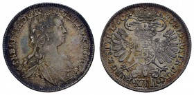 bis 1799 Habsburg
Maria Theresia, 1740-1780 XVII Kreuzer 1760 Graz min. just., feine irisierende Tönung Herinek 1032 Eypelt. 108 6.08 g. selten in di...