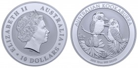 Australien
Elizabeth II. seit 1952 10 $ 2013 10 oz Silber Kookaburra, in der Kapsel PP