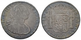 Bolivien
Carlos IV. 1788-1808 8 Reales 1808 Potosi feine Patina Cal. 732 26.92 g. ss