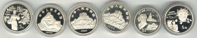 China
Volksrepublik Kleine Sammlung aus 6x 5 Yuan Silbermünzen ex 1992-1994 in PP