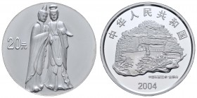 China
Volksrepublik 20 Yuan 2004 Maijishan Grottoes, Piedfort, gekapselt KM 1563 62.42 g. PP (Proof)