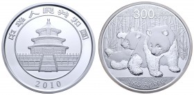 China
Volksrepublik 300 Yuan 2010 1 Kilo Silber Panda, gekapselt mit Zertifikat und Umkarton im Holzetui KM 1934 PP