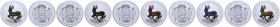 Gabun
 1.000 CFA Francs (5) 2014 The African Springbok 2014 aus der Serie Pavé 3D - Magique - Cristallique, 5x 1 oz Feinsilber je mit Gold und 100 fa...