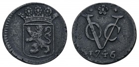 Indien (Niederländisch Indien)
Vereenigde Oost-Indische Compagnie - VOC Æ Duit 1746 Dordrecht Prägung der Provinz Holland Scholten 92 3.09 g. vz