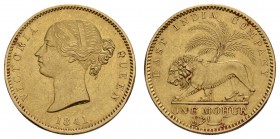 Indien-Britische Herrschaft
Viktoria, 1837-1901 Mohur 1841 min. Rf., divided legend, geteilte Averslegende Fried. 1595 a K.M. 462.1 11.66 g. ss-vz