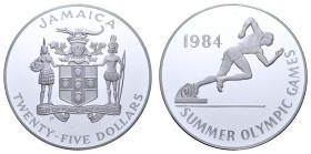 Jamaika
Parlamentarische Monarchie 25 $ 1984 Sommerolympiade, gekapselt KM 116 PP