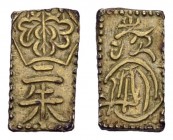 Japan
 1860-1869 AV Man-en 2 Shu Ban-Kin, GOLD JNDA 09-44 0.82 g. ss