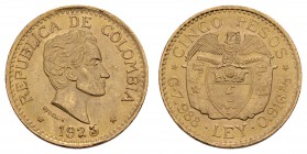 Kolumbien
Republik 5 Pesos 1925 kl. Kratzer und Rs. KM 204 vz