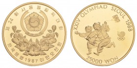 Korea, Süd
Republik seit 1948 25.000 Won 1988 Seoul, Kapsel gerissen KM 68 PP