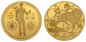 Gold-, Platin- und Palladiummedaillen Deutschland
BRD 1957 schwere Goldmedaille im Gewicht zu 10 Dukaten, auf die Gründung der Europäischen Wirtschaf...