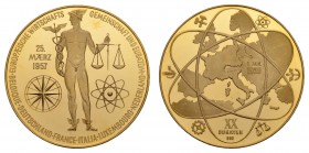 Gold-, Platin- und Palladiummedaillen Deutschland
BRD 1958 schwere Goldmedaille im Gewicht zu 20 Dukaten, auf die Gründung der Europäischen Wirtschaf...
