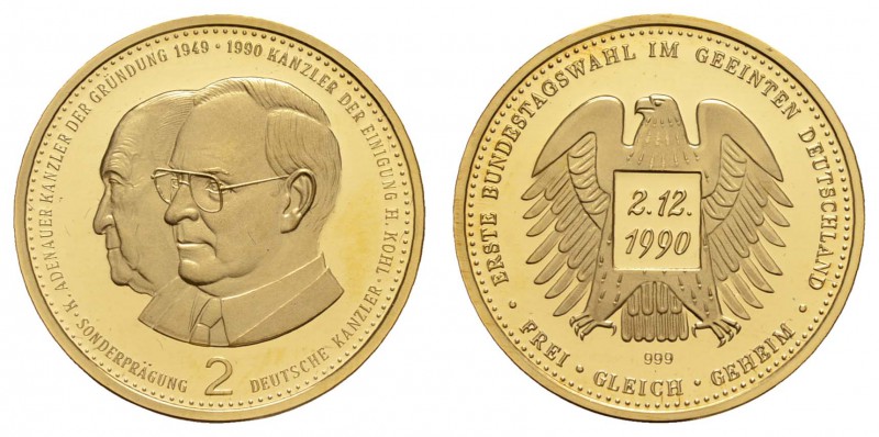 Gold-, Platin- und Palladiummedaillen Deutschland
BRD 1990 Feingoldmedaille mit...