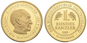 Gold-, Platin- und Palladiummedaillen Personenmedaillen
Adenauer Versandhaus-Feingoldmedaille auf den 1. Kanzler der BRD PP