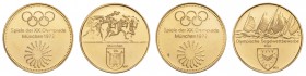 Gold-, Platin- und Palladiummedaillen Thematik
Olympia 1972 München/Kiel, zwei Goldmedaillen 900er auf die Sommerspiele PL