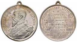 Sonstige Medaillen Deutschland
Bayern 1914 tragbare versilberte Medaille, auf das Eröffnungsschießen, Stempel von Balmberger, Av.: Büste Luitpold nac...