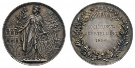 Sonstige Medaillen Deutschland
Dortmund 1896 Silbermedaille ohne Jahr von Schultz auf die Kochkunstausstellung 1896, Av.: Stadtgöttin mit Adlerschild...