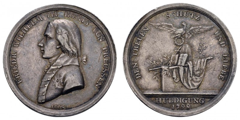 Sonstige Medaillen Deutschland
Preußen 1798 kleine silberne Huldigungsmedaille ...