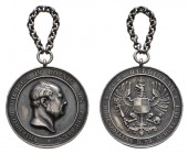 Sonstige Medaillen Deutschland
Preußen 1851 kleine silberne Huldigungsmedaille König Friedrich Wilhelm IV. für Hohenzollern, Av.: Portrait Friedrich ...