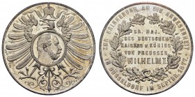Sonstige Medaillen Deutschland
Preußen 1877 Wilhelm I., 1861-1888, versilberte Bronzenedaille, unsigniert, auf seinen Besuch in Düsseldorf, Av.: gekr...