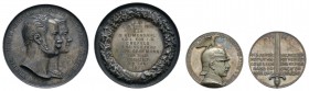 Sonstige Medaillen Deutschland
Preußen 1877 Silbermedaille auf die Hochzeit, Rückseitig mit Gravur zur Silberhochzeit, schöne Patina, dazu Silbermeda...