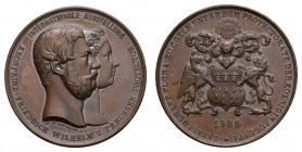 Sonstige Medaillen Deutschland
Rheinprovinz 1865 Wilhelm I. 1861-1888, Bronzemedaille von J. und L. Wiener auf die internationale Ausstellung Flora i...