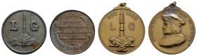 Sonstige Medaillen Europa
Belgien 1864 Lüttich, Eisenmedaille, Cavalcade carnavalesque, 53.63 g, dazu Bronzemedaille 1980, 1.000 Jahre, gehenkelt, 52...