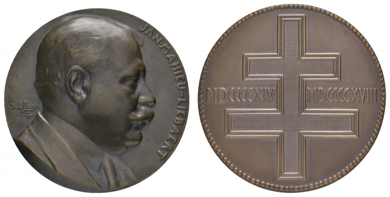 Sonstige Medaillen Europa
Belgien 1918 schwere Bronzemedaille von Jul. Lagar au...