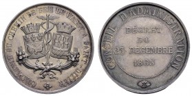 Sonstige Medaillen Europa
Frankreich 1865 Silbermedaille von J. Lagrange auf die COMPAGNIE DU CHEMIN DE FER DE WASSY A SAINT-DIZIER 26.44 g. vz