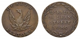 Sonstige Medaillen Europa
Großbritannien nach 1820 Werbejeton/Farthing, Bronze, Av.: HEALTH RESTORED, Phönix von vorne / Rev.: DR. EADY / 38 DEAN / S...