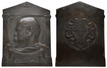 Sonstige Medaillen Personenmedaillen
Messel, Alfred 1905 zweiseitige Plakette von H. Hahn auf den Architekten Alfred Messel (*1853 Darmstadt, +1909 B...