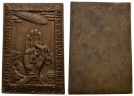 Sonstige Medaillen Zeppelin
 1930 Einseitige Bronzeplakette, auf die Rheinland-Befreiungsfahrt des &quot;LZ 127&quot;. Hand mit gesprengter Kette in ...