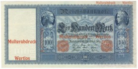 Deutschland Deutsches Reich
Reichsbanknoten & Reichskassenscheine 100 Mark 1910 21. April 1910, A·0000000, einseitiger Druck der Vorderseite auf fase...