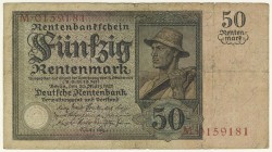 Deutschland Deutsches Reich
Rentenbank 50 Rentenmark 1925 20. März 1925, M·0159181, EH III-IV ROS 162 Grab. DEU-207