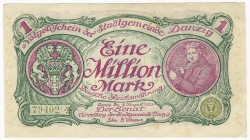 Deutschland Freie Stadt Danzig
Stadtgemeinde Danzig 1 Million Mark 8.8.1923 25 Exemplare, augenscheinlich alle 5stellige KN, um EH III, dazu Scheck d...