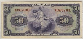 Deutschland Bank Deutscher Länder
 1948 Attraktive Serie aus 8 Scheinen von ½ Mark bis 50 Mark, inbesondere ½ und 1 Mark mit B-Stempel bzw. Perforati...