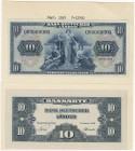 Deutschland Bank Deutscher Länder
 10 DM 1949 einseitige Druckprobe der Vorder- und der Rückseite, montiert auf zwei Vorlagenkartons, je mit zwei Loc...