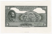 Ausland Äthiopien
Bank of Ethiopia 5 $ ohne Jahr (1945) einseitige Druckprobe in schwarz auf glattem Papier ohne Wasserzeichen, am unteren Rand 10133...