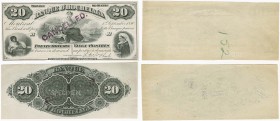 Ausland Kanada
Banque d' Hochelaga 20 $ 1880 je einseitige Druckprobe der Vorder- und der Rückseite in schwarz ohne Wasserzeichen, je 3x gelocht SPEC...