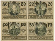 Deutschland Städtisches Notgeld
Serienscheine 1921 Husum, Vorstand der Kleinsiedlung, Viererblock 20 Pfennig, 50 Pfennig, 75 Pfennig und 100 Pfennig,...