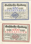 Deutschland Privates Notgeld
Ledergeld 1923 Paderborn, Notgeldhaus Werner Mosheim, 500 und 1000 Mark, weißes Glacéleder, selten angeboten, mit der Ve...