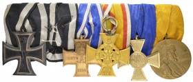 Ordensspangen
 Sechsteilige Spange: 1.) Preußen, Eisernes Kreuz 1914, 2. Klasse, 2.) Orden abgetrennt, Band zu Hohenzollern Hausorden passend, vermut...