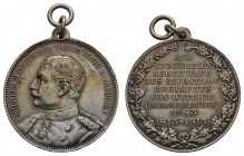Deutschland Deutsches Kaiserreich 1871-1918 Auszeichnungen
Hessen 1913 versilberte Kupfermedaille, Av.: Büste Wilhelm II. nach links, Rv.: im Eichenk...